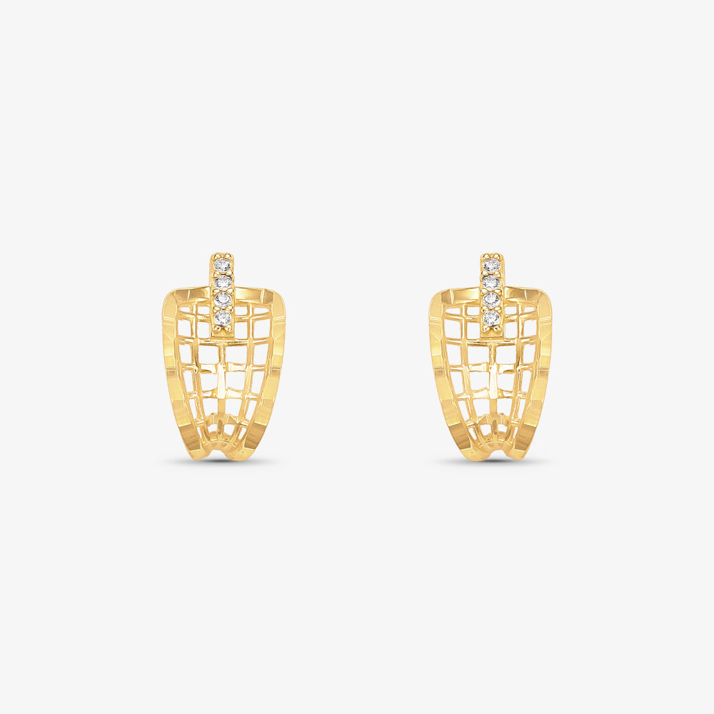 Brinco Vazado com Zircônia em Ouro Amarelo 18K