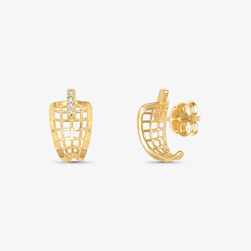 Brinco Vazado com Zircônia em Ouro Amarelo 18K