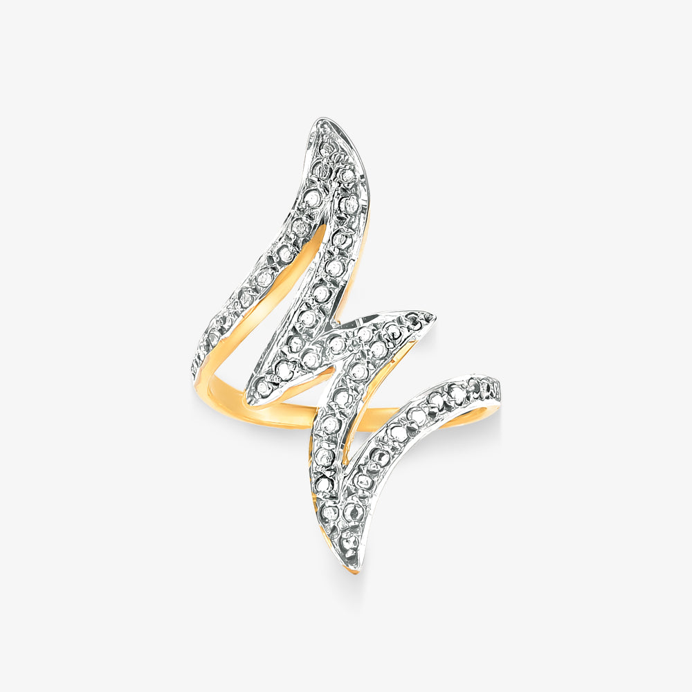 Anel Trabalhado Bicolor em Ouro Amarelo 18K