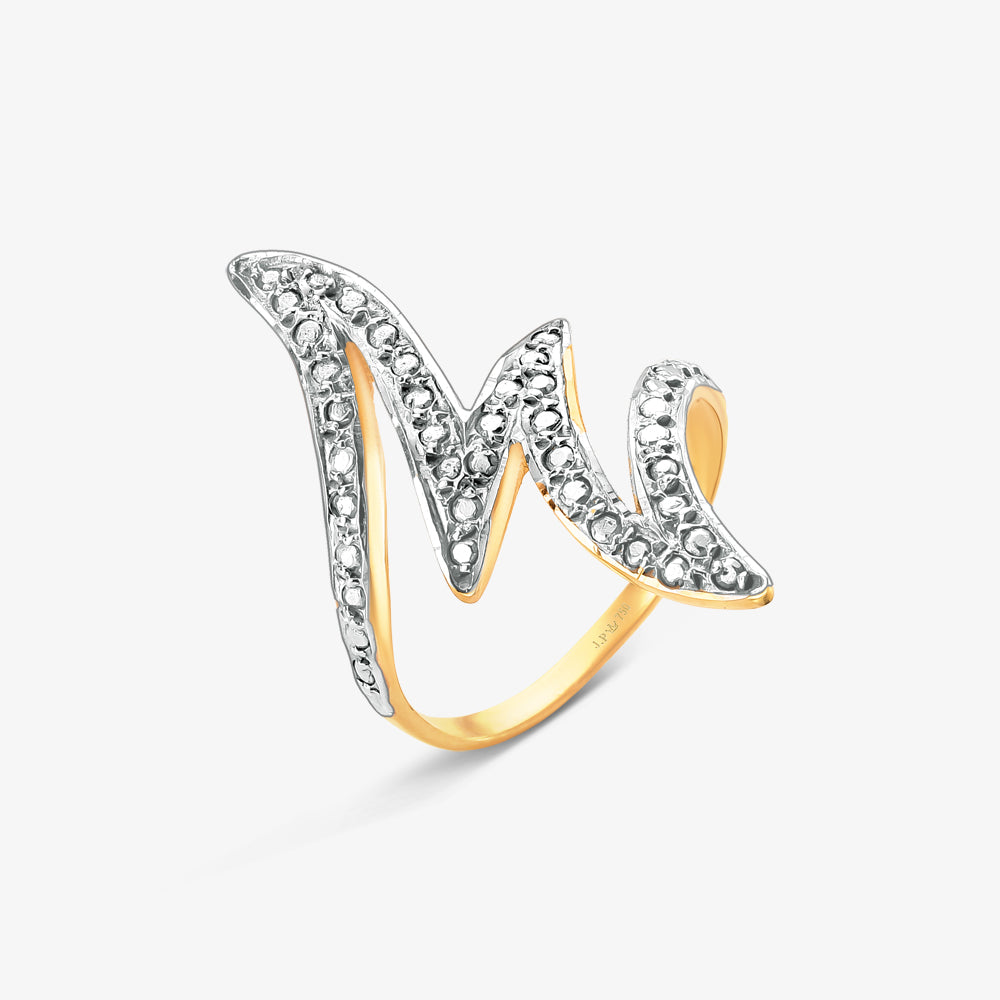 Anel Trabalhado Bicolor em Ouro Amarelo 18K