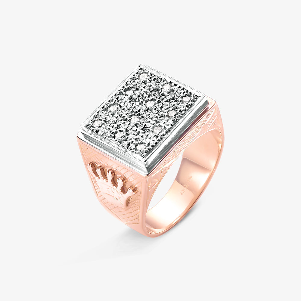 Anel Bicolor com Diamantes em Ouro 18K