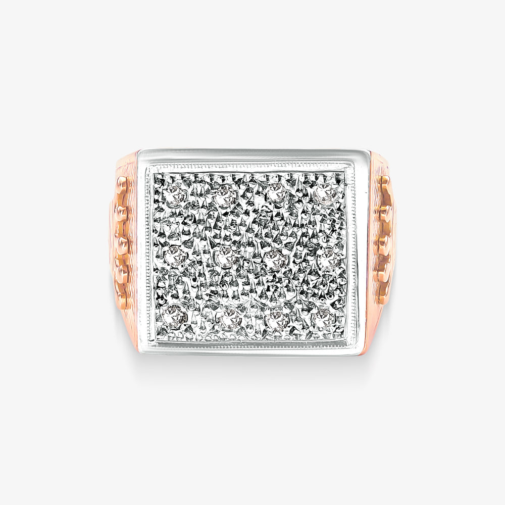 Anel Bicolor com Diamantes em Ouro 18K