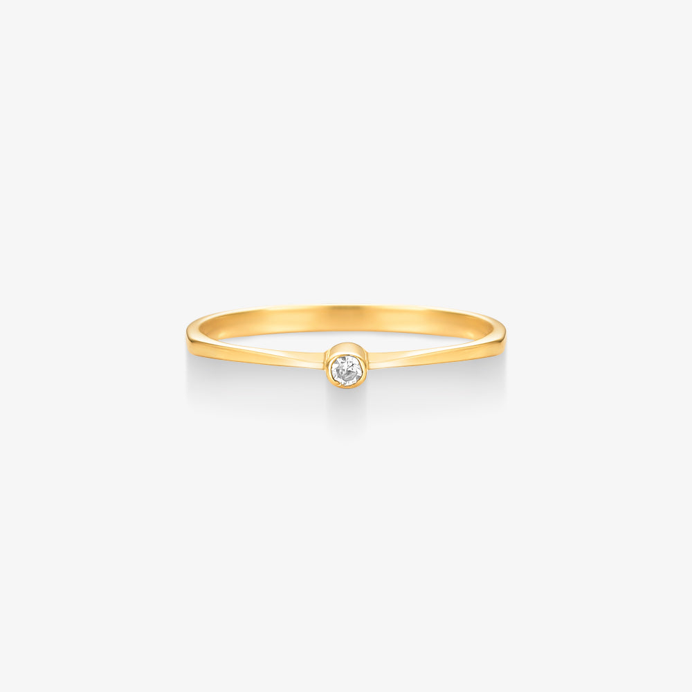 Anel Solitário Ponto com Diamante em Ouro Amarelo 18K