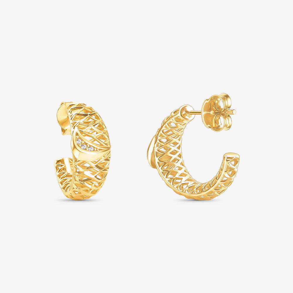 Brinco Estamparia com Pedras em Ouro Amarelo 18K