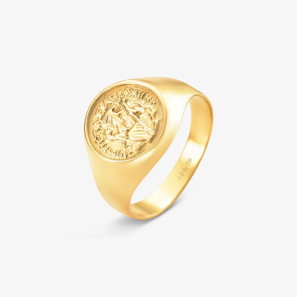 Anel São Bento Redondo em Ouro Amarelo 18K