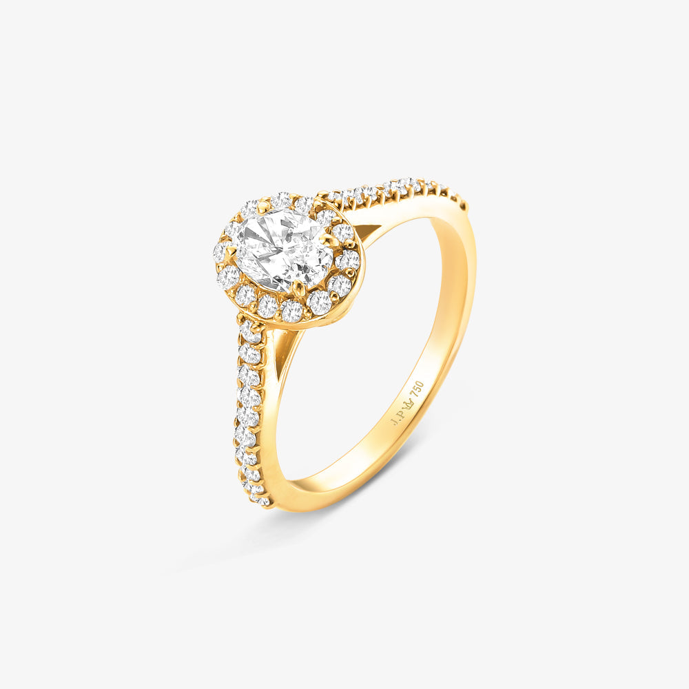 Anel Solitário Celeste com Diamante em Ouro Amarelo 18K