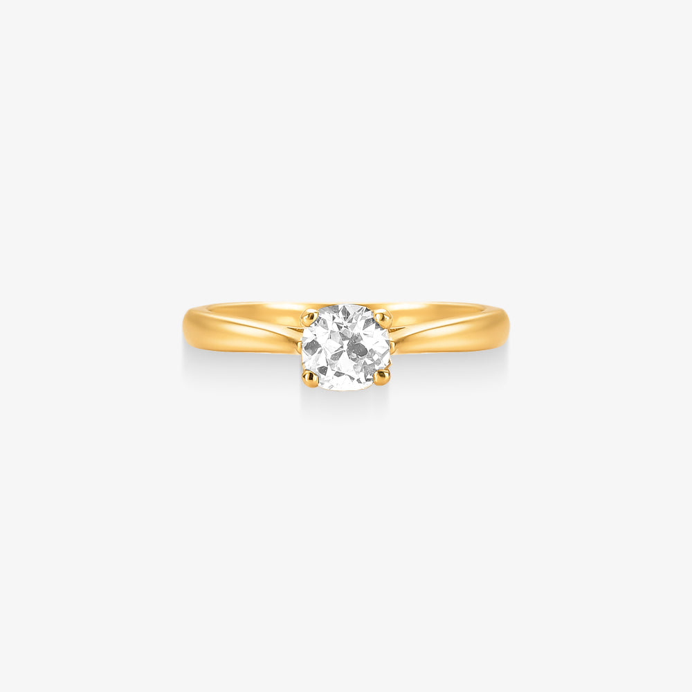 Anel Solitário Vega com Diamante em Ouro Amarelo 18K