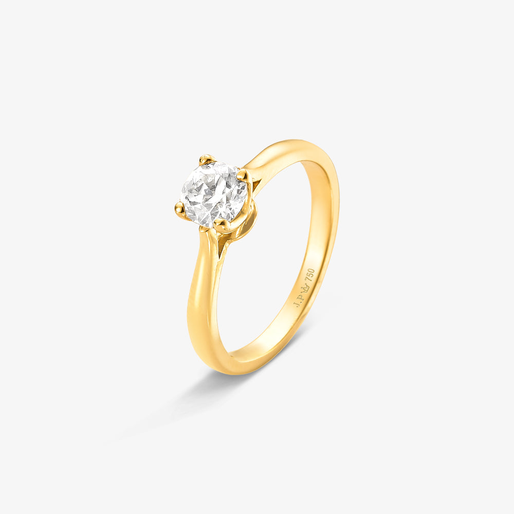 Anel Solitário Vega com Diamante em Ouro Amarelo 18K