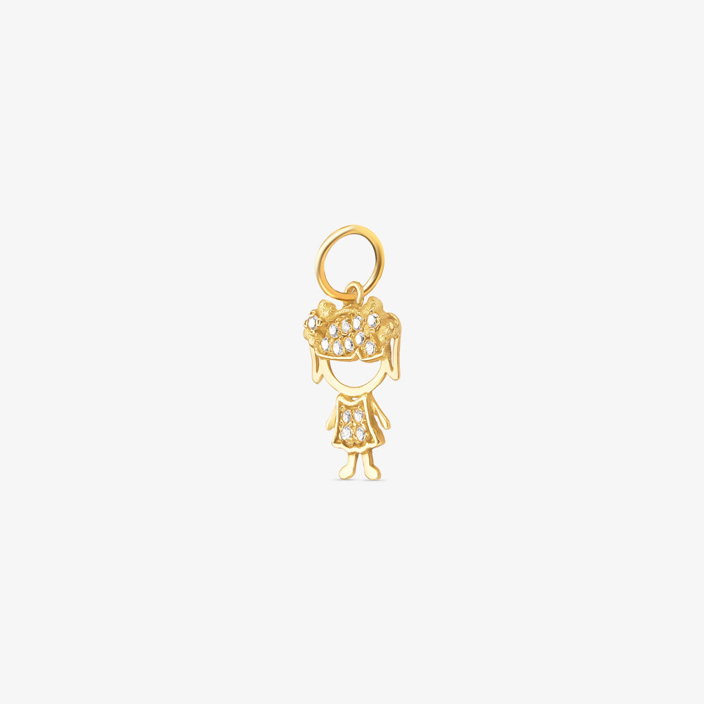 Pingente Menina com Pedra em Ouro Amarelo 18K