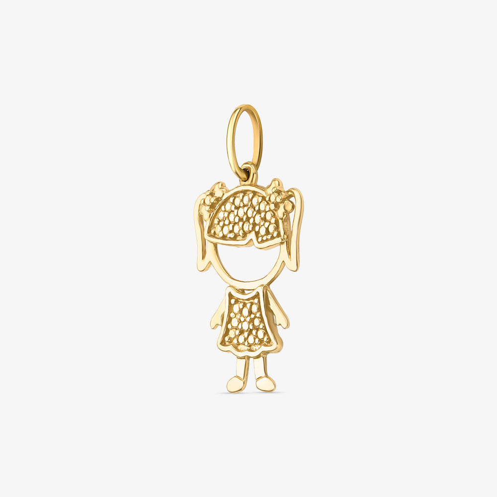 Pingente Menina Chiquinha-G Dourada em Ouro Amarelo 18K