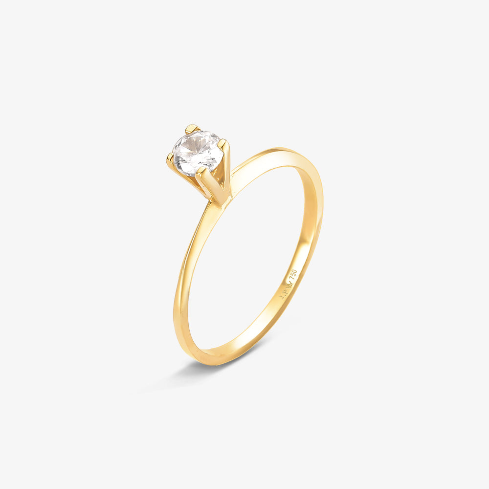 Anel Solitário Virtude em Ouro Amarelo 18K