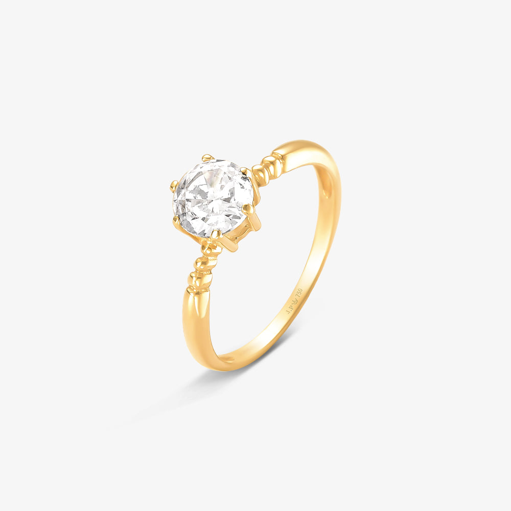 Anel Solitário Viva em Ouro Amarelo 18K