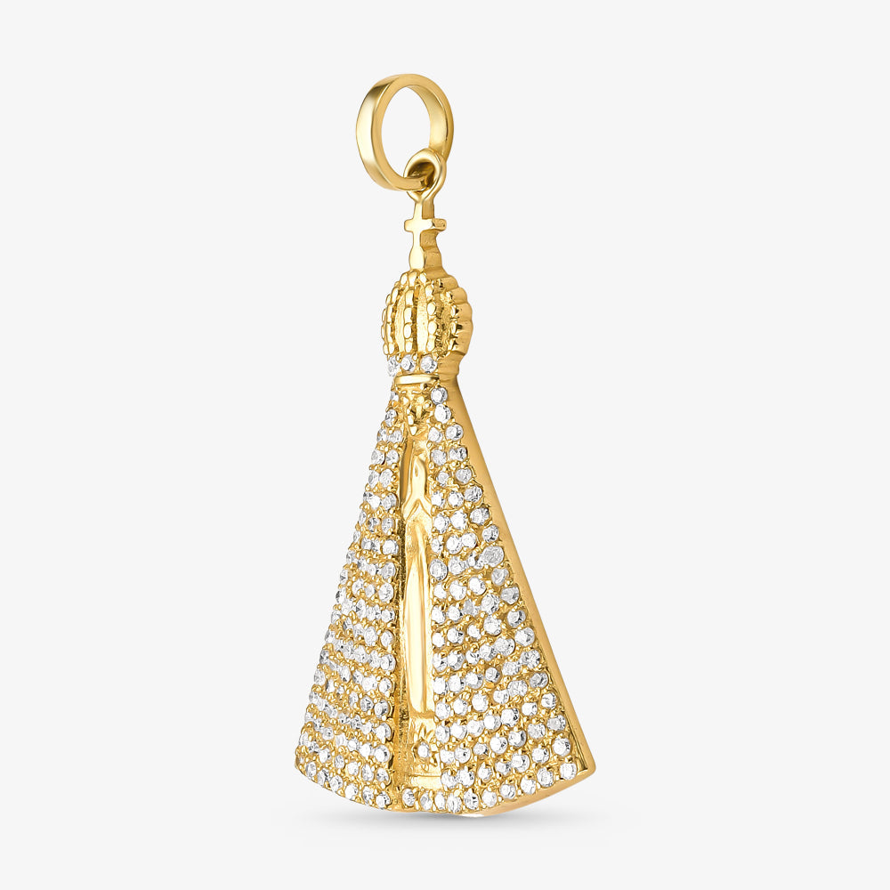 Pingente N.Sra Aparecida com Diamantes em Ouro Amarelo 18K