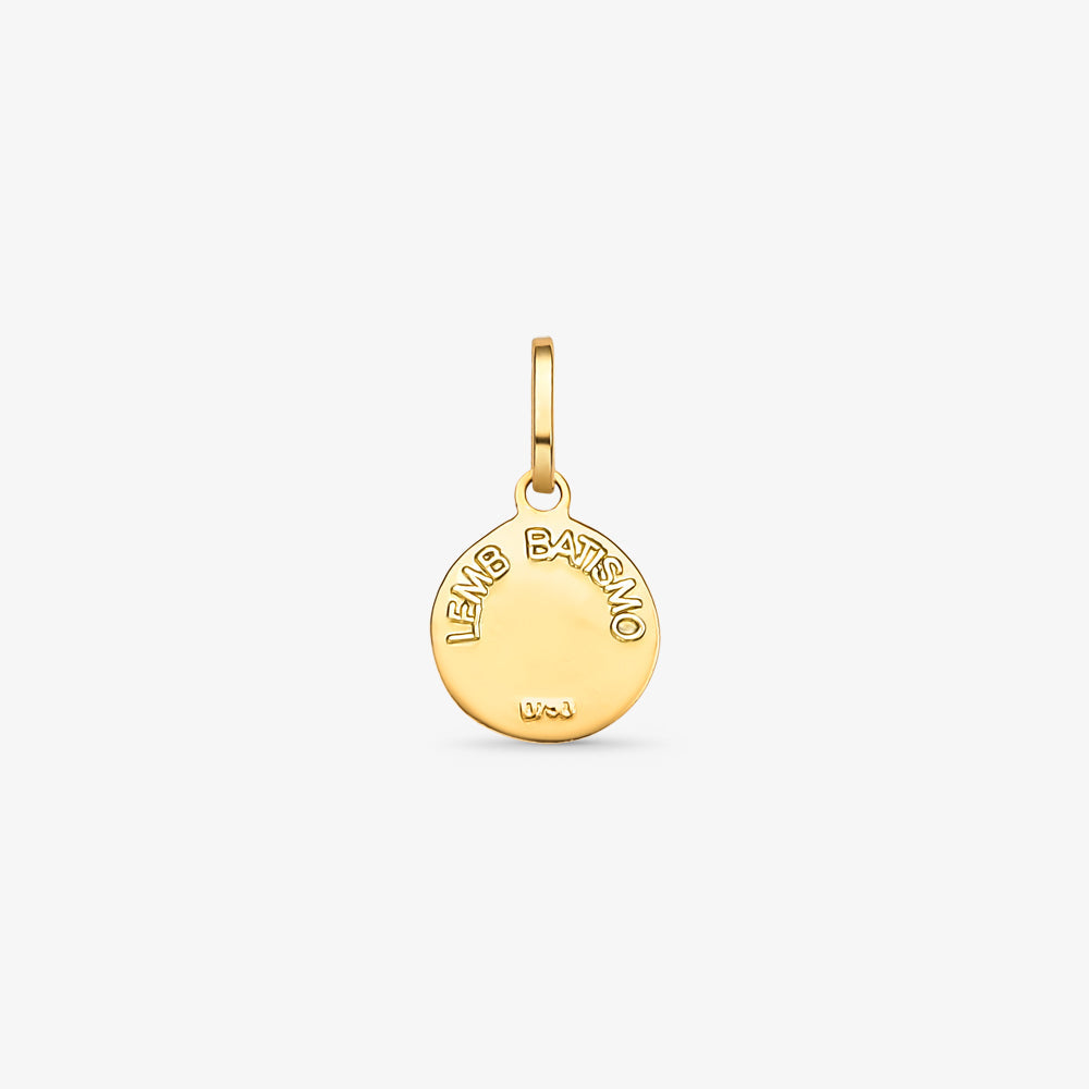 Pingente Medalha PP Batismo em Ouro Amarelo 18K