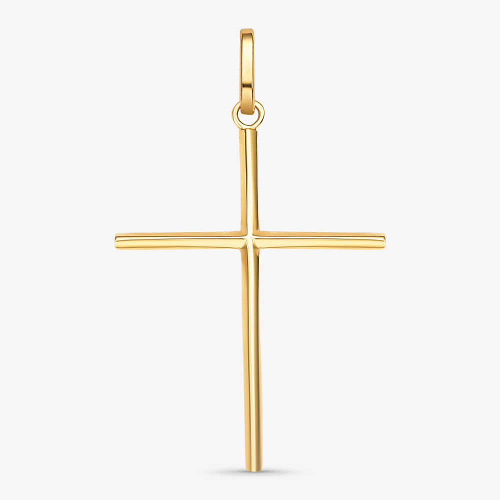 Pingente Cruz Chanfrada Grande em Ouro Amarelo 18K