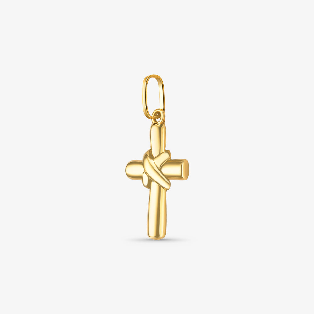 Pingente Cruz Pequena Corda em Ouro Amarelo 18K