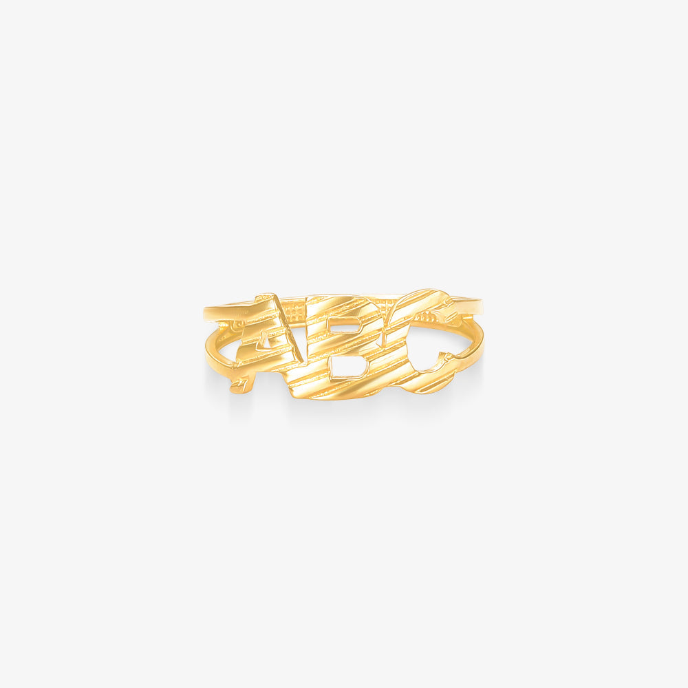 Anel ABC Estampo Vazado em Ouro Amarelo 18K
