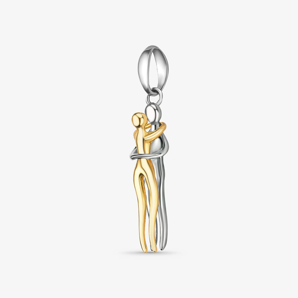 Pingente Casal Abraço Bicolor em Ouro 18K