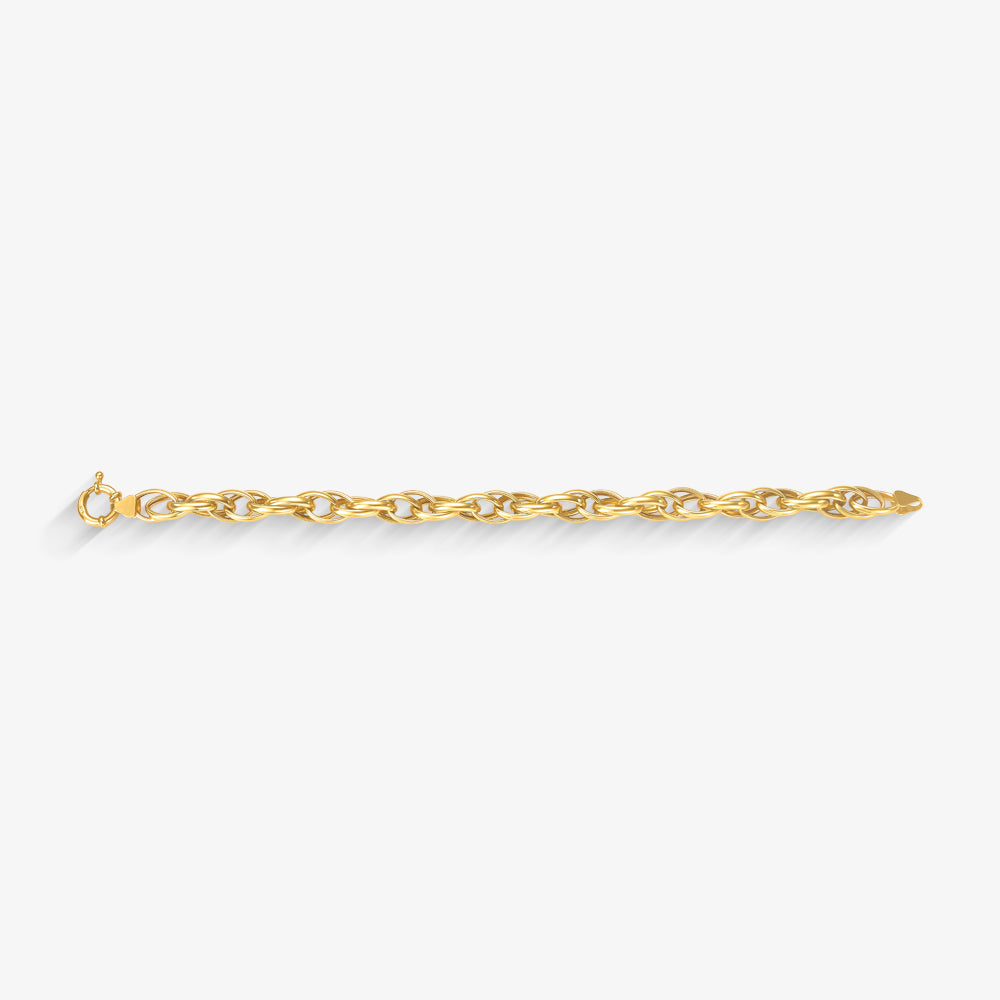 Pulseira Elos Duplos em Ouro Amarelo 18K, 19cm