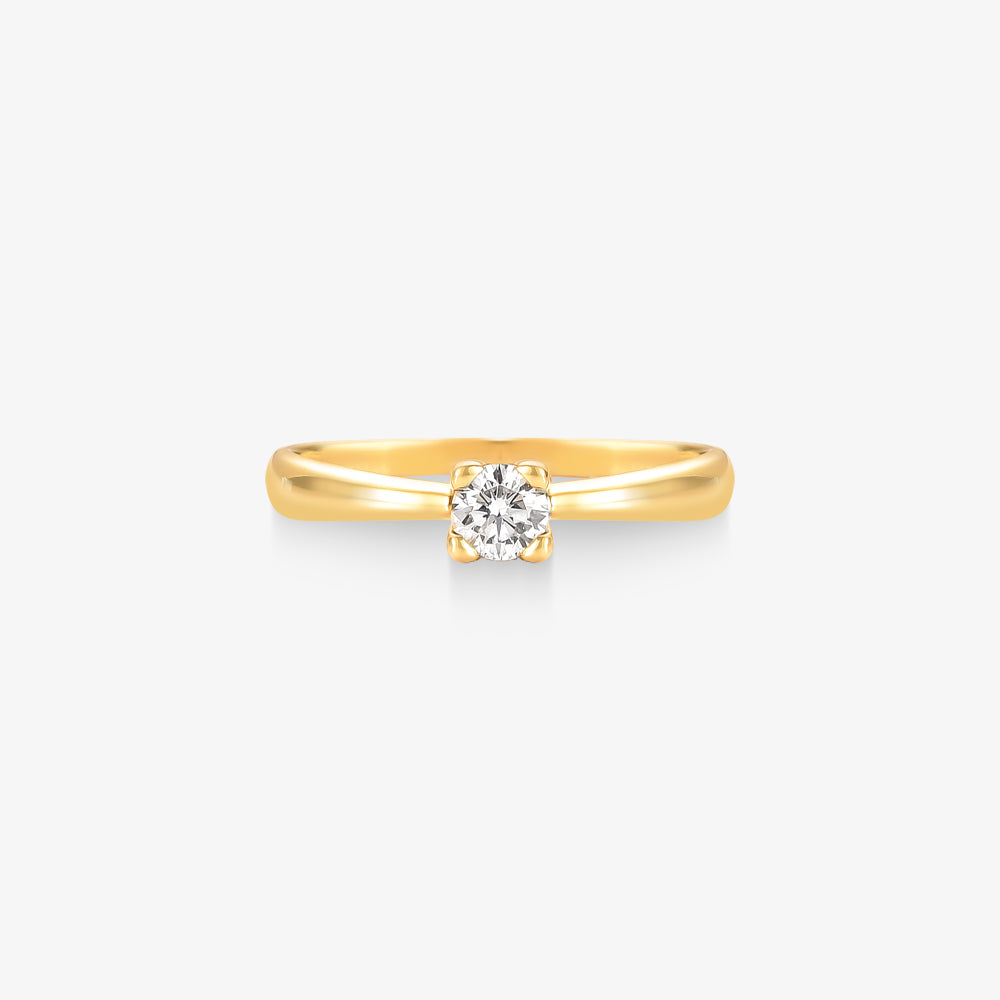 Anel Solitário Arka com Diamante em Ouro Amarelo 18K