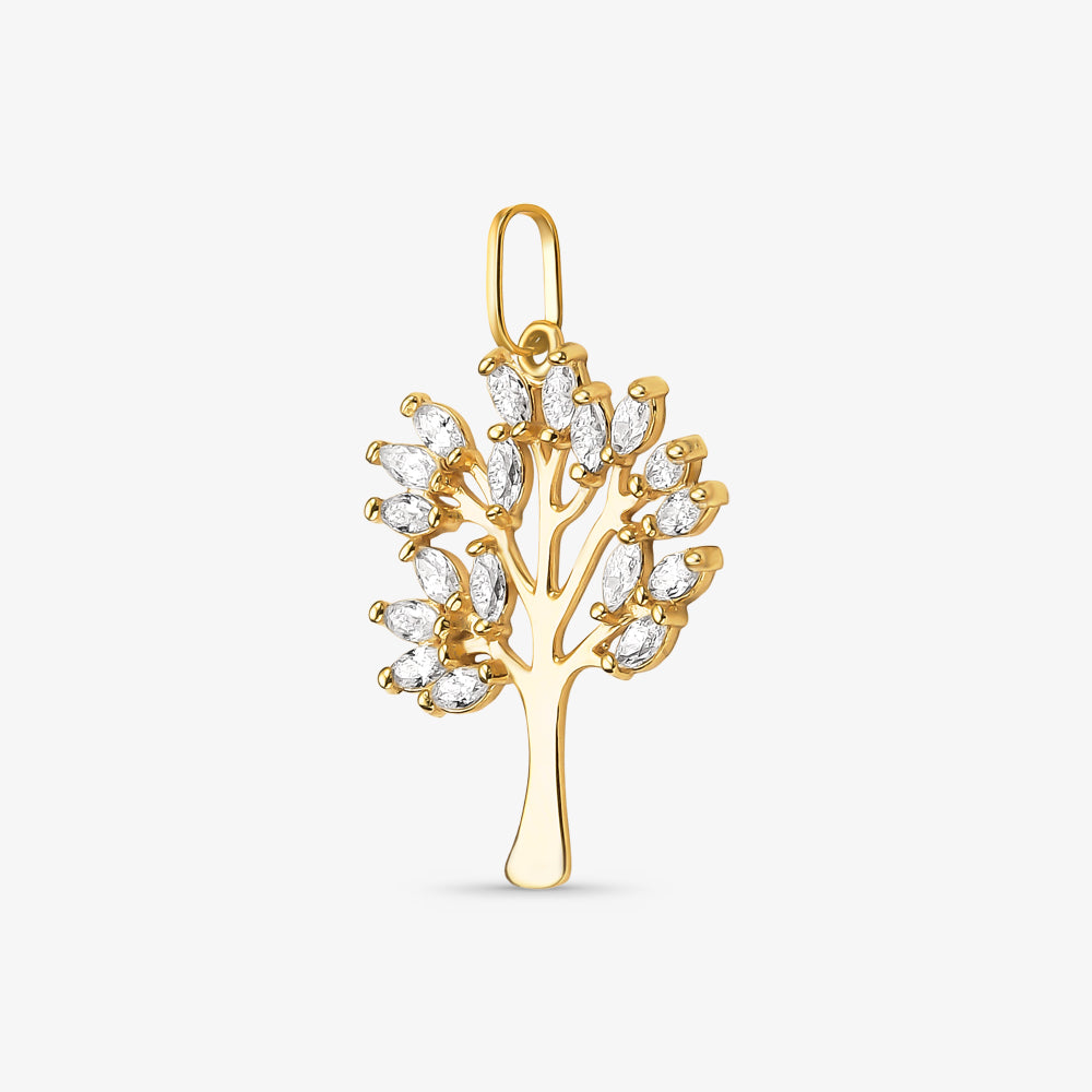 Pingente Árvore da Vida com Pedras em Ouro Amarelo 18K