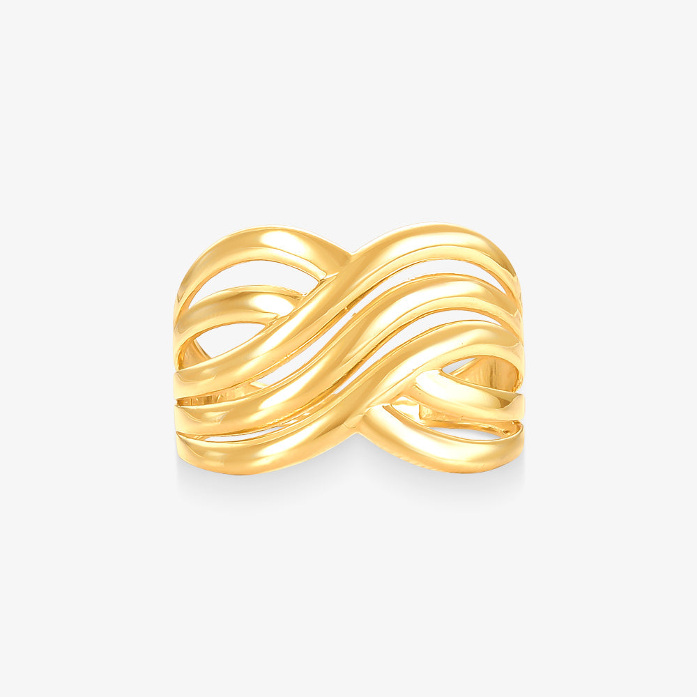 Anel Estamparia Liso Entrelaçado em Ouro Amarelo18K