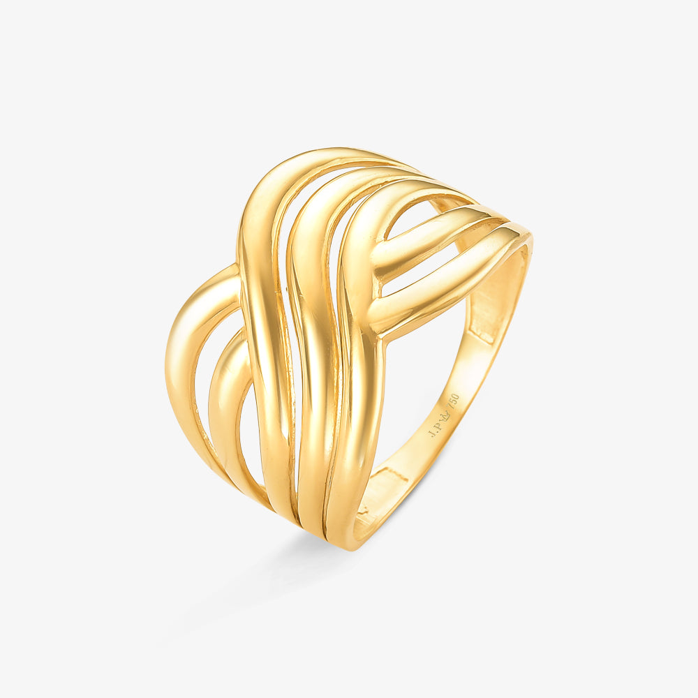 Anel Estamparia Liso Entrelaçado em Ouro Amarelo18K