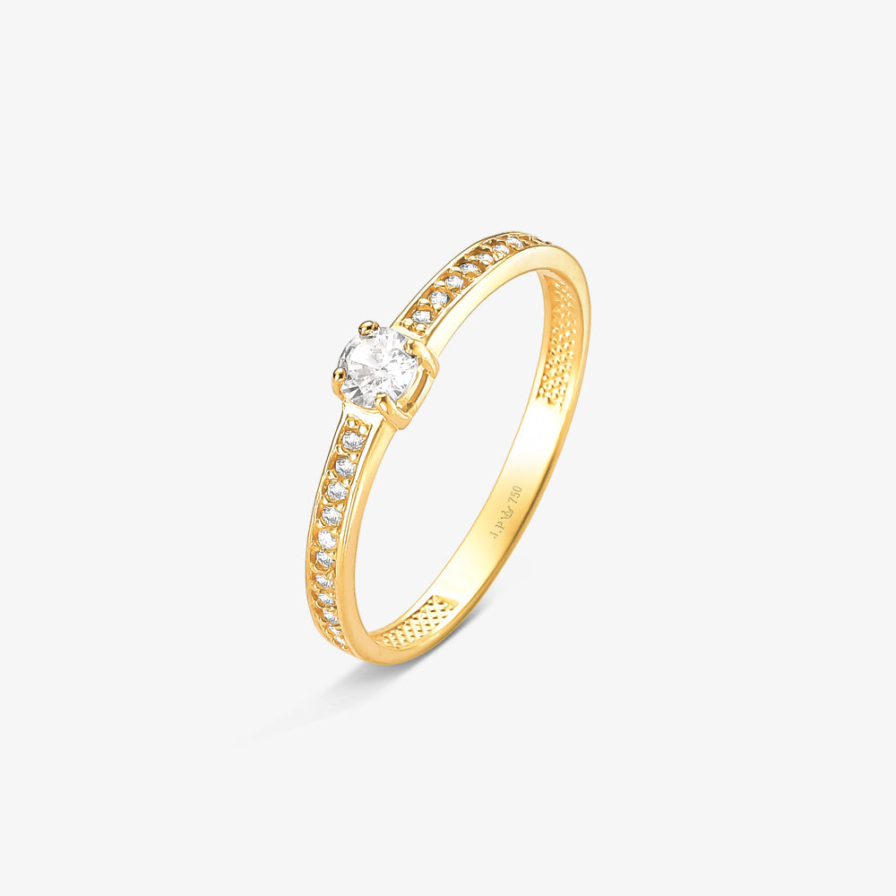 Anel Solitário Jasmin em Ouro Amarelo 18K