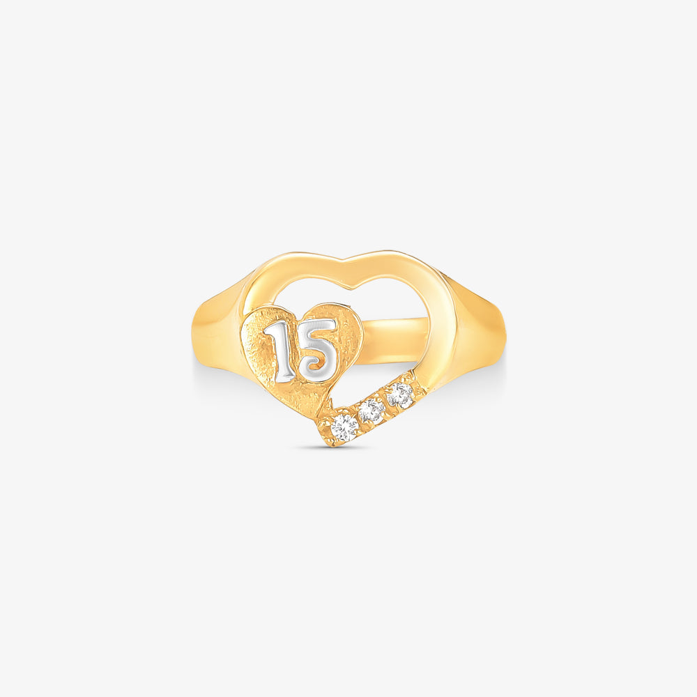 Anel de 15 Anos com Diamantes Naturais em Ouro Amarelo 18K