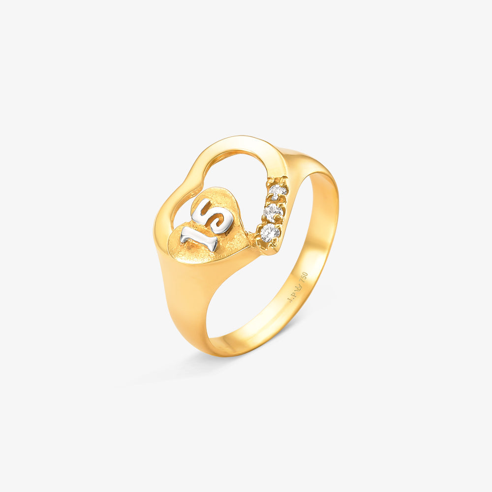 Anel de 15 Anos com Diamantes Naturais em Ouro Amarelo 18K