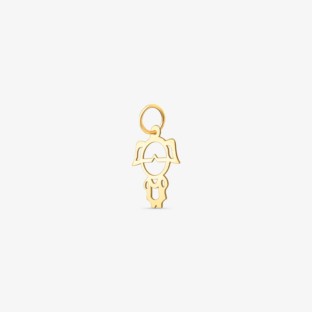Pingente Menina Vazado Laser em Ouro Amarelo 18K