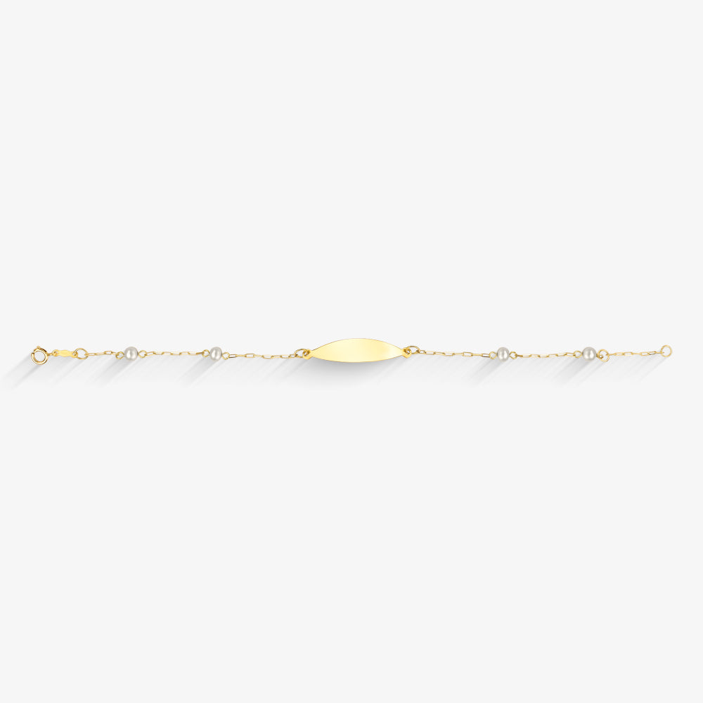 Pulseira Chapinha com Pérola Natural em Ouro Amarelo 18K