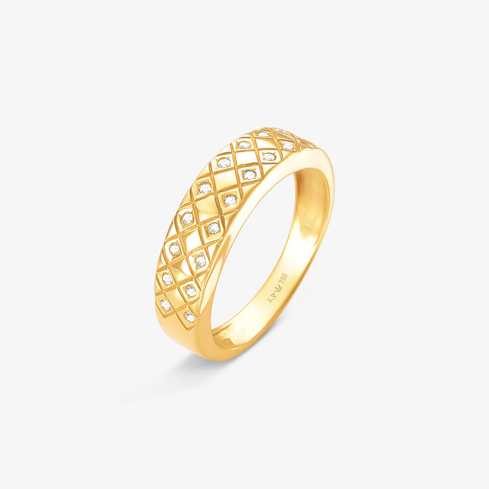 Anel Triunfo com Diamantes em Ouro Amarelo 18K