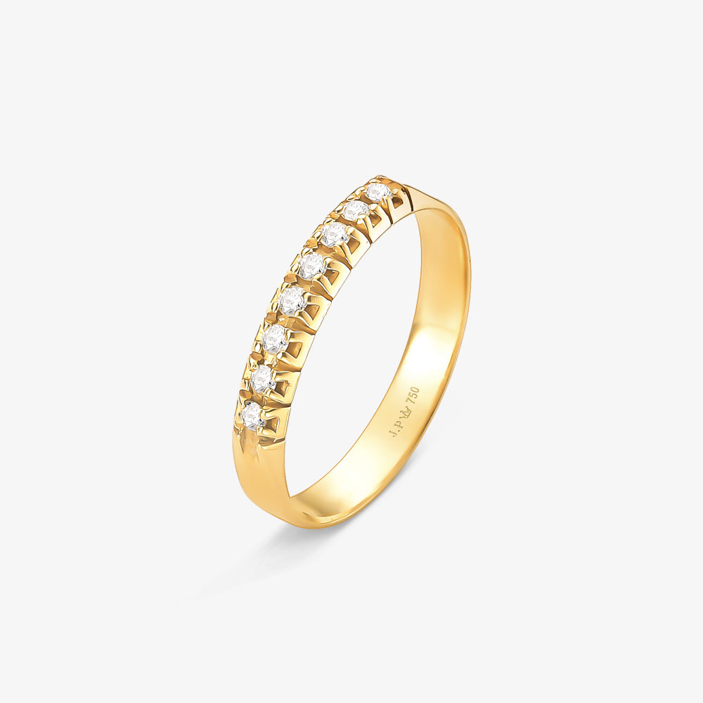 Anel Meia Aliança Veneza com Diamantes em Ouro Amarelo 18K