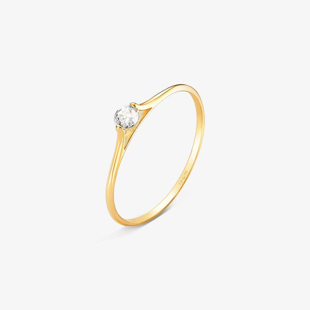 Anel Solitário Canto em Ouro Amarelo 18K