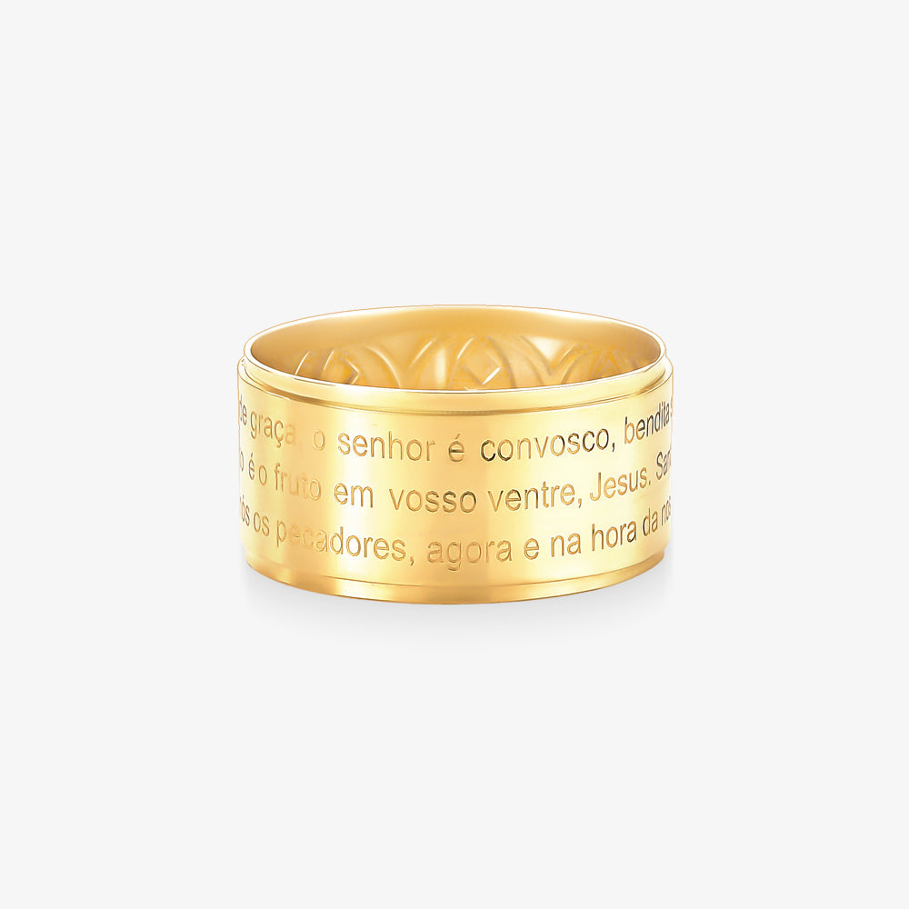 Anel N.Sra. Aparecida Ave Maria em Ouro Amarelo18K