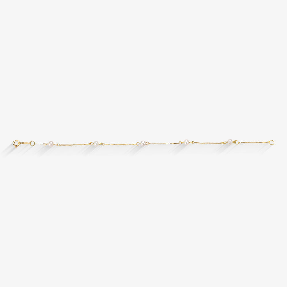 Pulseira Infantil com Pérola Natural em Ouro Amarelo 18K