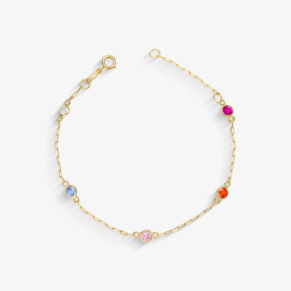 Pulseira Infantil com Pedras em Ouro Amarelo 18K