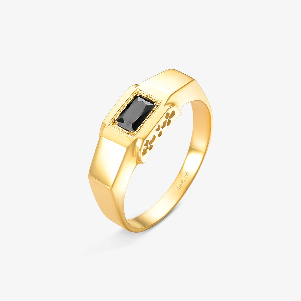 Anel Triunfo com Ônix Natural em Ouro Amarelo 18K