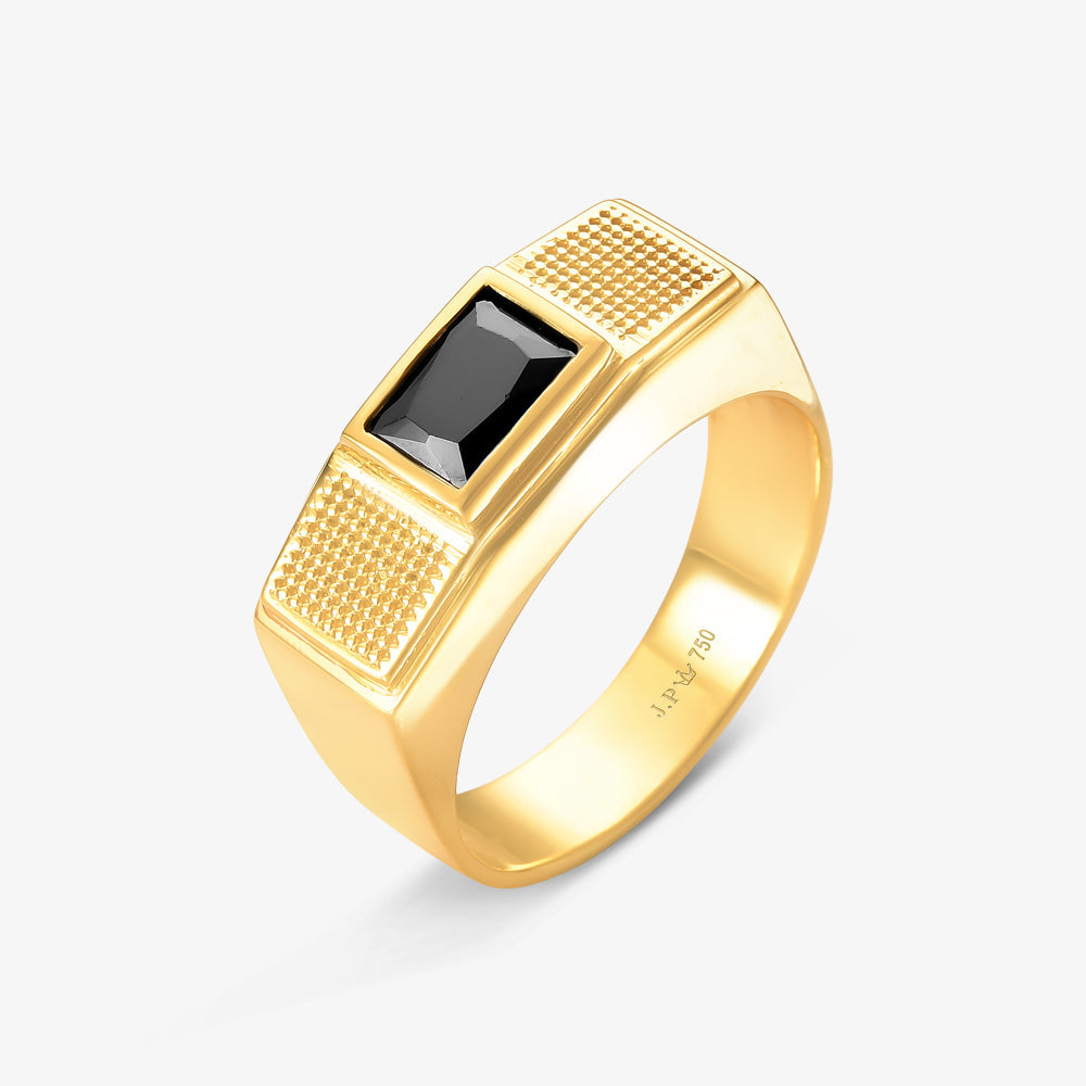 Anel Supremo com Ônix Natural em Ouro Amarelo 18K