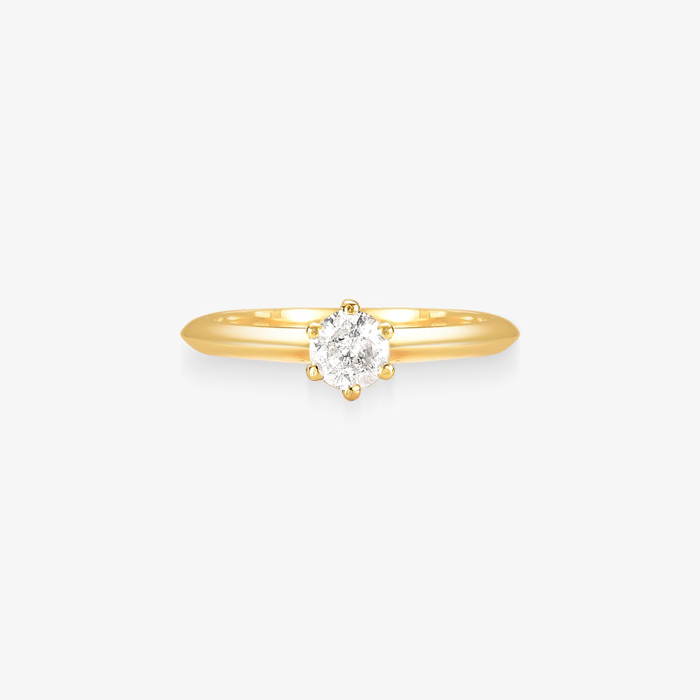 Anel Solitário Brilho V com Diamantes em Ouro Amarelo 18K