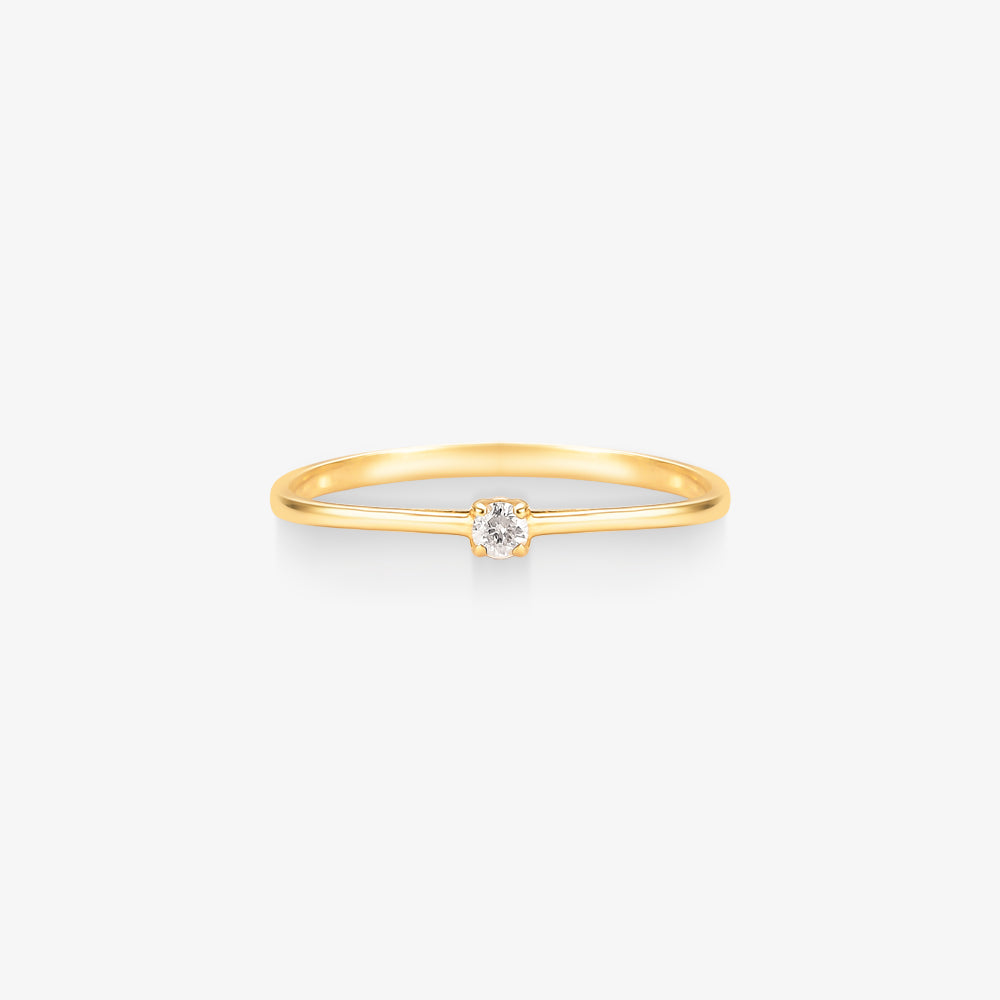 Anel Solitário Ever com Diamante em Ouro Amarelo 18K