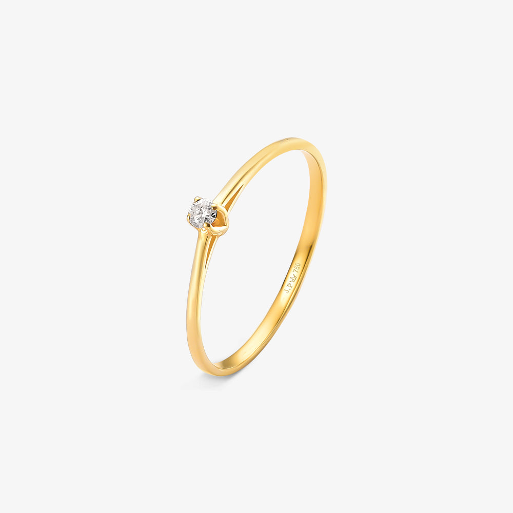 Anel Solitário Ever com Diamante em Ouro Amarelo 18K