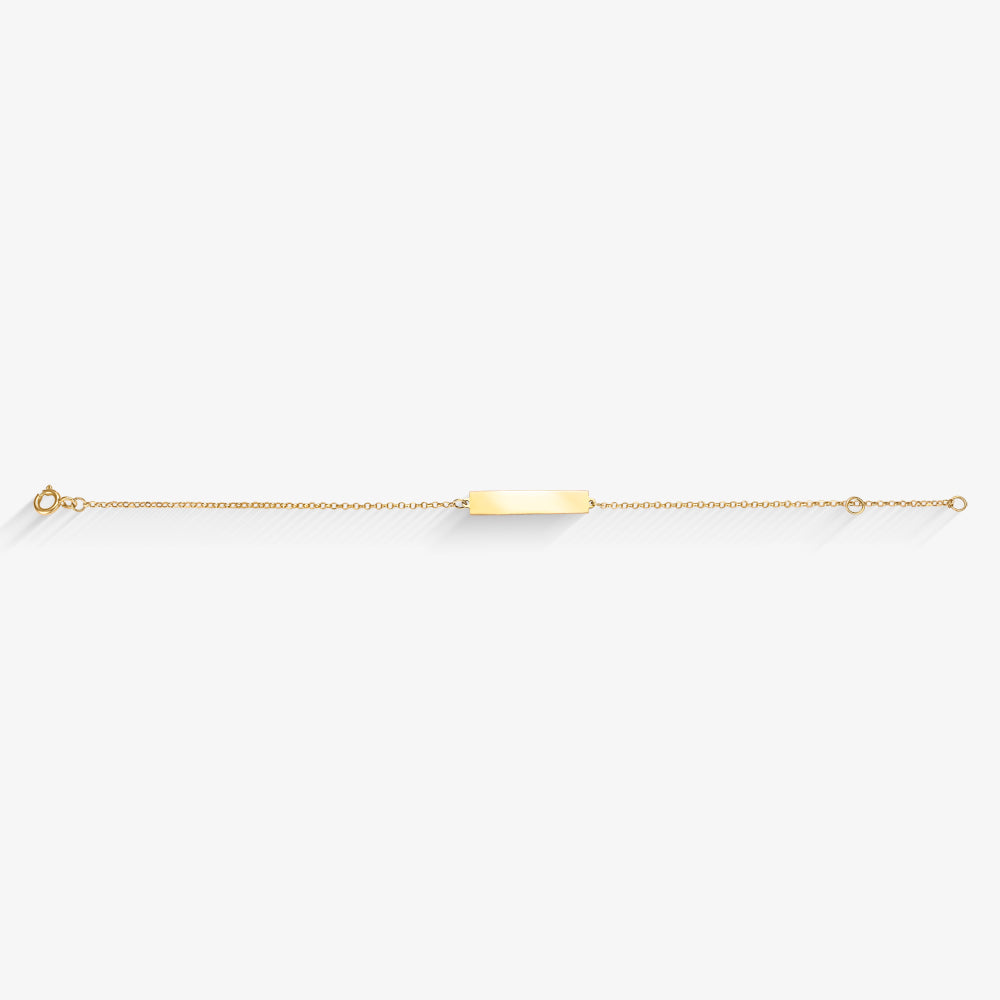 Pulseira Infantil Chapinha Elo Português em Ouro Amarelo 18K