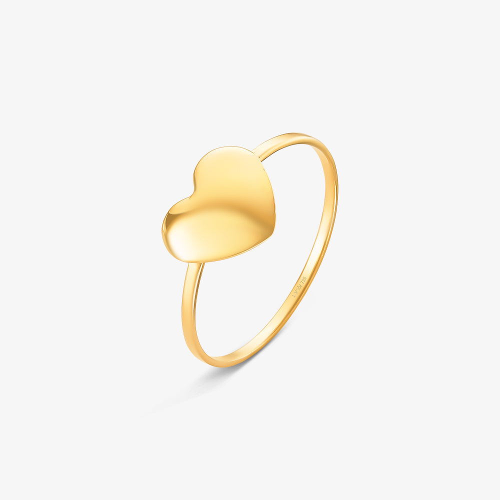 Anel Coração em Ouro Amarelo 18K