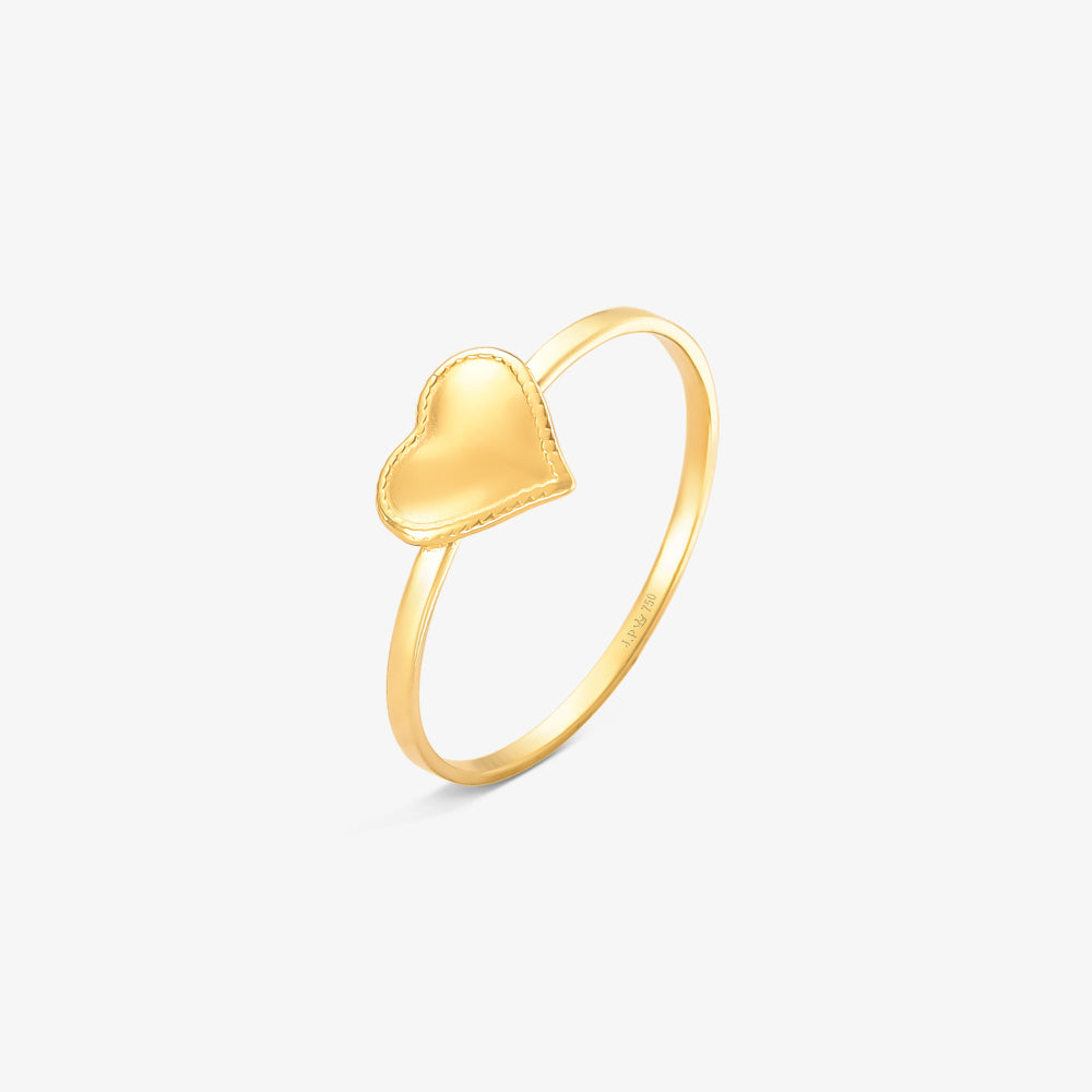 Anel Coração em Ouro Amarelo 18K