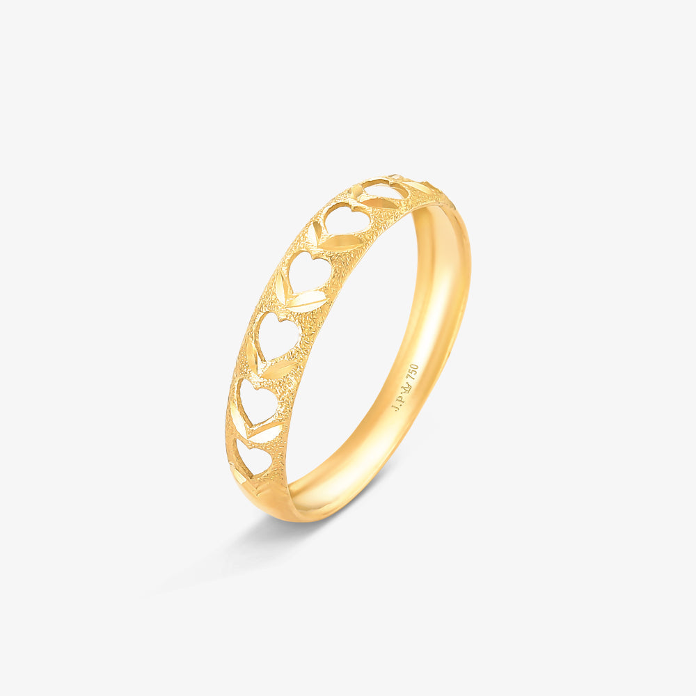 Anel Coração Vazado em Ouro Amarelo 18K