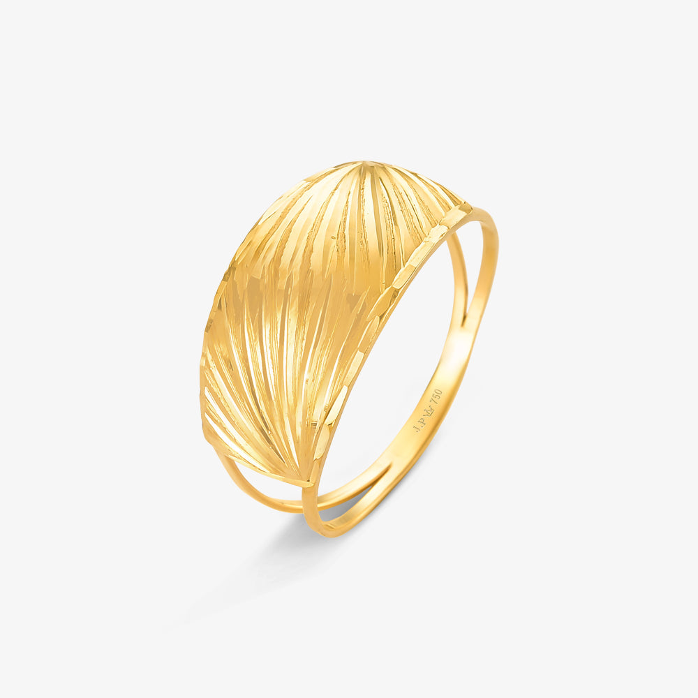 Anel Estamparia Chapa Riscada em Ouro Amarelo 18K