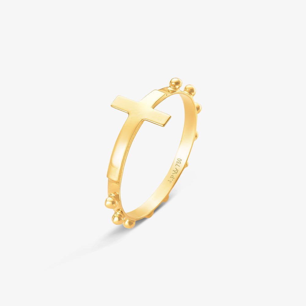 Anel Crucifixo em Ouro Amarelo 18K