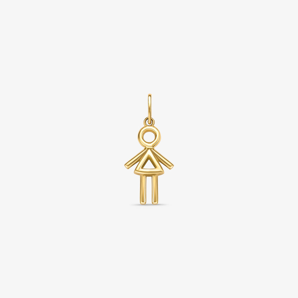 Pingente Palito Menina em Ouro Amarelo 18K
